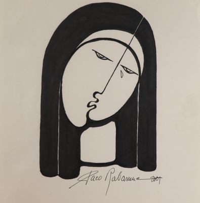l'image d'un dessin en noir et blanc représentant le visage d'une femme