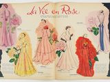 an open book with a picture of a bunch of women ' s dresses on it