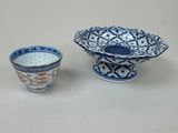 a small blue and white bowl and a smaller blue and white bowl