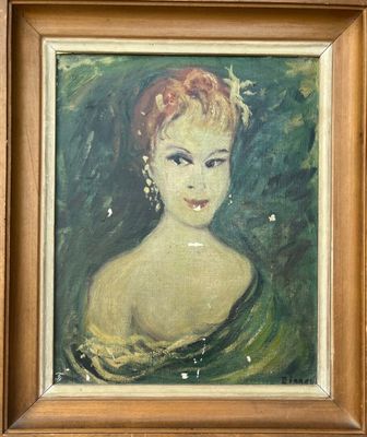 RIGNAU (?) Portrait de femme. Huile sur toile encadrée signé…
