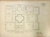 drawing of a plan of a house with a staircase and a second floor