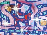 une photo d'un mur recouvert de graffitis
