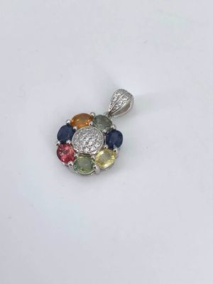 Pendentif en argent serti de saphirs multicolores pour envir…