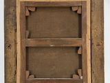 a close up of a wooden frame on a white background