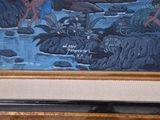 a picture of a painting of a man and a woman in the water