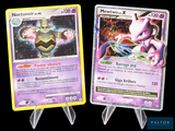 two pokemon cards are shown on a black background