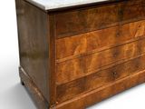 an old wooden chest with marble top on a white background