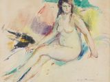 une image d'un tableau représentant une femme assise sur un lit