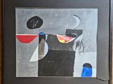 tableau représentant une femme avec une coupe de fruits, dans un cadre noir