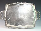 a silver tray that has a handle on it