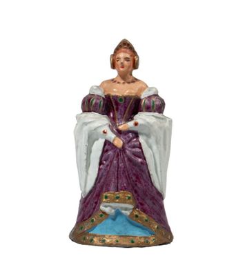 figurine of a woman in a purple dress with a gold trim