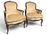 pair of louis xv style armchairs with upholstered seats