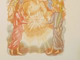painting of a group of people standing around a large object