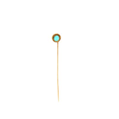 épingle en forme de bâtonnet avec une pierre de turquoise, plaquée or