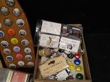 a wooden plaque with a lot of buttons on it