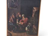 an old painting of a group of men sitting in a room