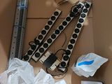 a cardboard box with a bunch of electrical equipment in it
