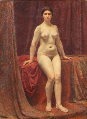 l'image d'un tableau représentant une femme nue assise sur un lit