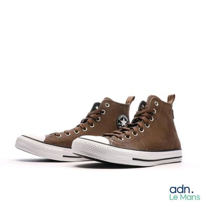Baskets montantes Converse All Star en cuir, couleur marron