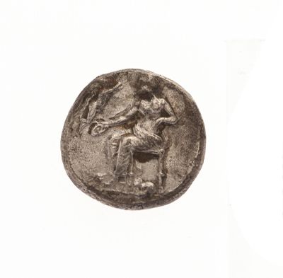 une image représentant une pièce d'argent sur laquelle figure un homme à cheval