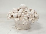 un vase blanc contenant un bouquet de fleurs