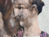 portrait of a man and a dog, oil on canvas, signed and dated
