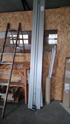 a ladder leaning up against a wall in a room