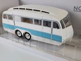 a model of a bus on display in a box