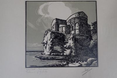 une photo d'un dessin représentant un château au bord de l'eau