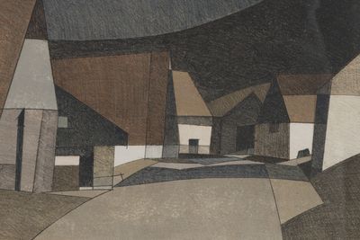 an image of a painting of a house and a tree