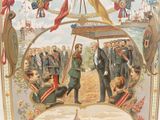 a picture of a painting of a man holding an umbrella