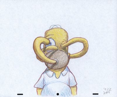 dessin humoristique représentant un homme avec un beignet dans la bouche