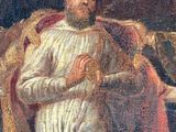 an image of a painting of a man in a white robe holding a sword