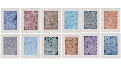 an image of a series of nine different colored photographs