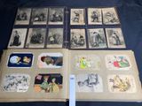 an open book with pictures of people on it sitting on a table