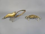 paire de figurines en laiton représentant un crabe et une homard