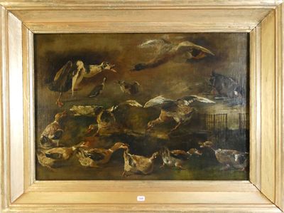 une photo d'un tableau représentant une volée de canards
