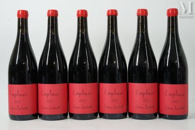 six bouteilles de vin rouge alignées