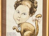 painting of a woman with a cat in her hair