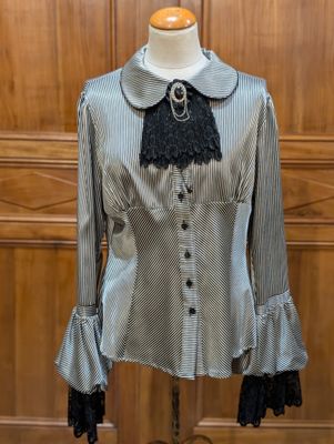 MATHIEU Paris - Chemiser rayé manches longues - Col Claudine et cravat - Photo 1