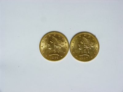 2 pièces de 10 dollars or Liberty, 1894 et 1907 - Photo 1