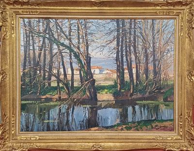 Gaston BALANDE (1880-1971)" Bord de Seugne en Saintonge "hui…