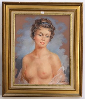 an oil painting of a woman in a white dress is hanging on a wall