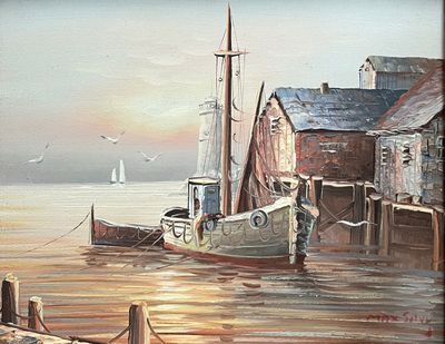 Max SAVY (1918-2010), attribué à Bateau dans un port Huile s…