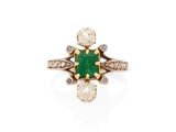 an emerald and diamond ring