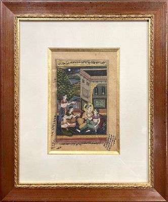 une peinture représentant un homme et une femme assis sur un canapé