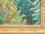 an oil painting of a painting of a green plant in a gold frame
