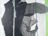 un dessin représentant un homme et une femme tenant des parapluies