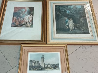 Lot de 3 gravures "Education de la Reine", "l'escalade ou le…