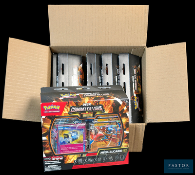 a cardboard box with a bunch of different toys inside of it